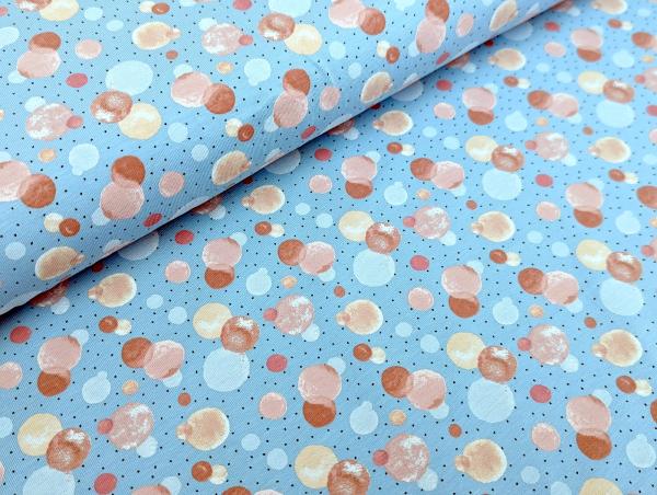 Baumwolljersey Kleine Kreise Dots Pastell Hellblau